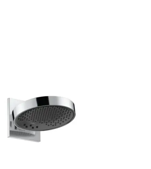 Kopfbrause mit Wandanschluss in chromfarbener Ausführung, geräumige Duschfläche mit mehreren Strahloptionen, von Hansgrohe.